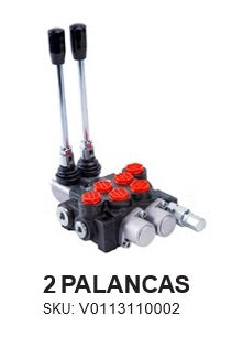 VALVULA DIRECCIONAL MANUAL BLOCK DE 2 PALANCA 120 LPM 3-4 BSP 4500 PSI 4V-3P VUELTA RESORTE MOD. SD-15