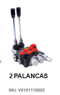 VALVULA DIRECCIONAL MANUAL BLOCK DE 2 PALANCAS 40 LPM PT 5/8 MB X AB 1/2 MB 250BAR 4V-3P MOD. P40-2-O