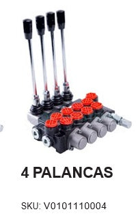 VALVULA DIRECCIONAL MANUAL BLOCK DE 4 PALANCAS 40 LPM PT 5/8 MB X AB 1/2 MB 250BAR 4V-3P MOD. P40-4-O