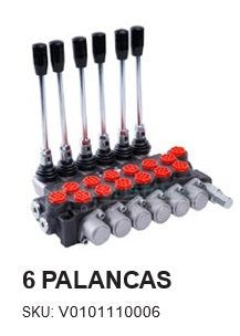 VALVULA DIRECCIONAL MANUAL BLOCK DE 6 PALANCAS 40 LPM PT 5-8 MB X AB 1-2 MB 250BAR 4V-3P MOD. P40-6-O