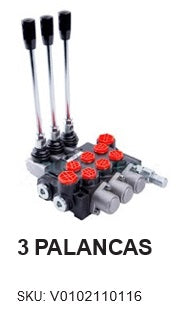 VALVULA DIRECCIONAL MANUAL BLOCK DE 3 PALANCA 80 LPM 3-4 X 1-2 BSP 250BAR 4V-3P MOD. P80-1-O